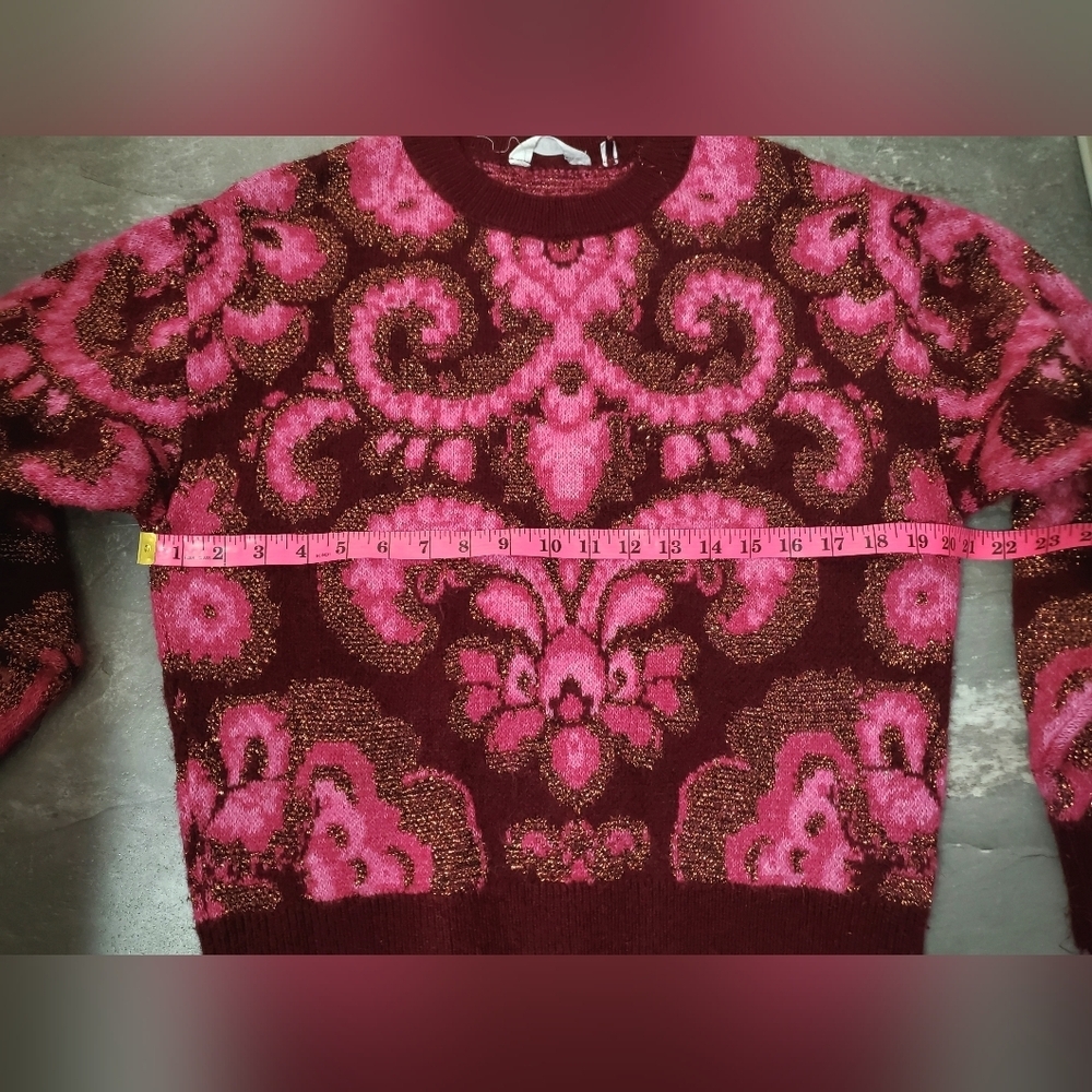 NAF NAF Paris Women's Pink, Burgundy. Metallic Touch. Knit Sweater. Size M. - Picture 8 of 10